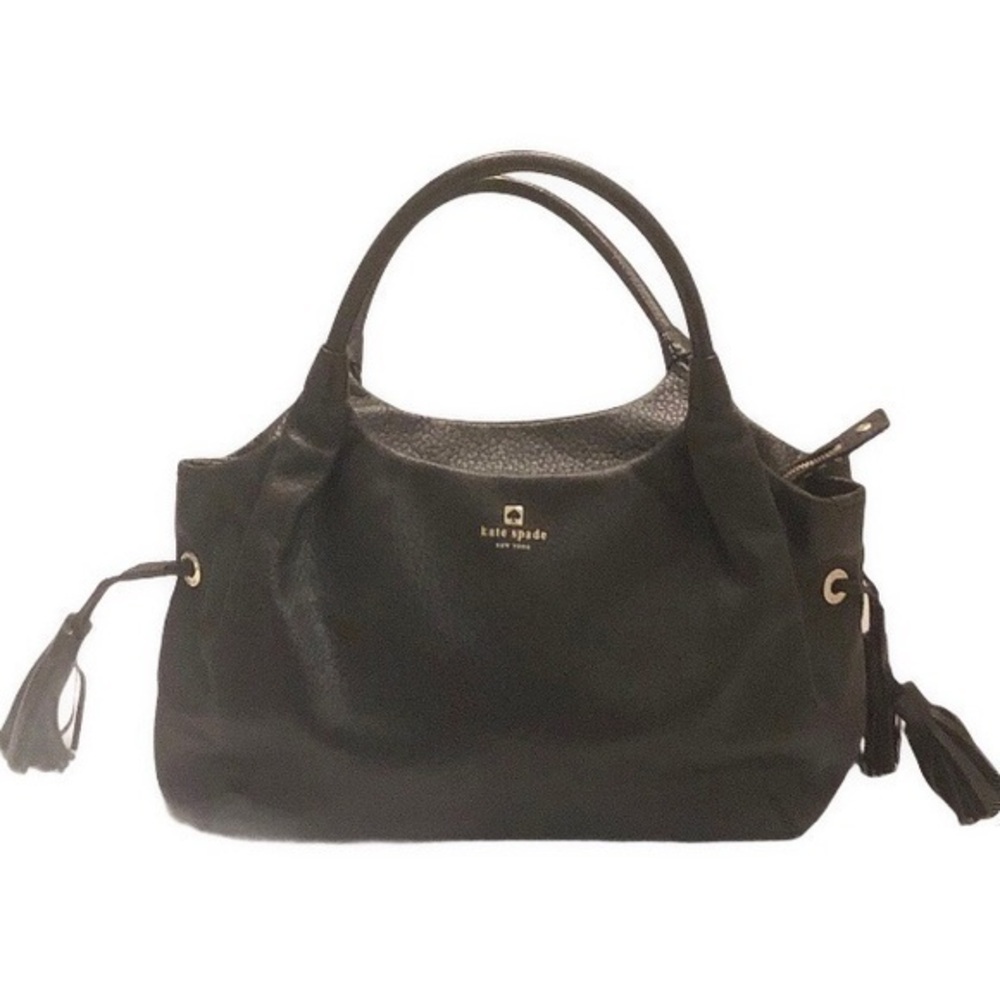 Kate spade black leather Stevie bag tassels